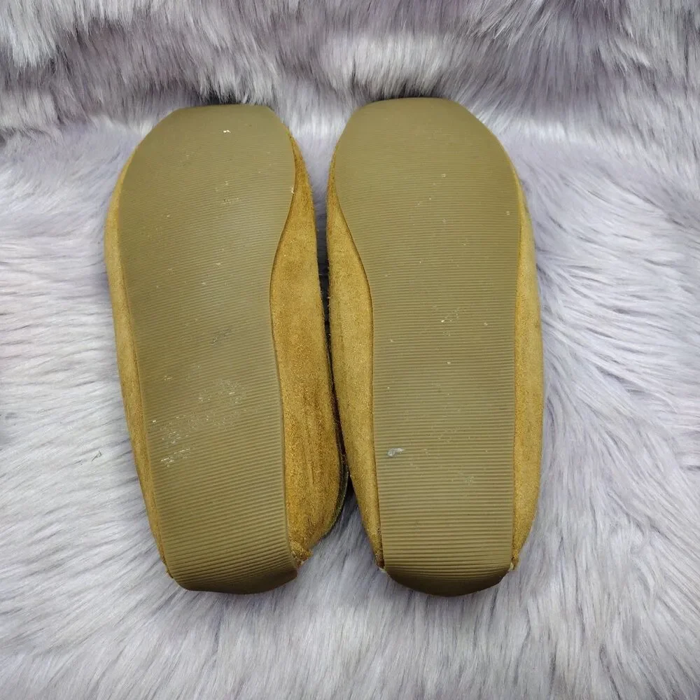 LL Bean Tan Suede Shearling Lined Moccasin Slippers Womens Size 8 293108 #1 - Picture 5 of 6